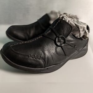 Clarks Wave Black Leather Loafers Size Women's US 8 1/2 W